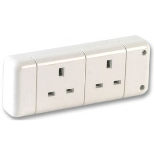 2 Way White Extension Mains Socket